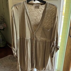 We The Free Olive Button-Down Shirt